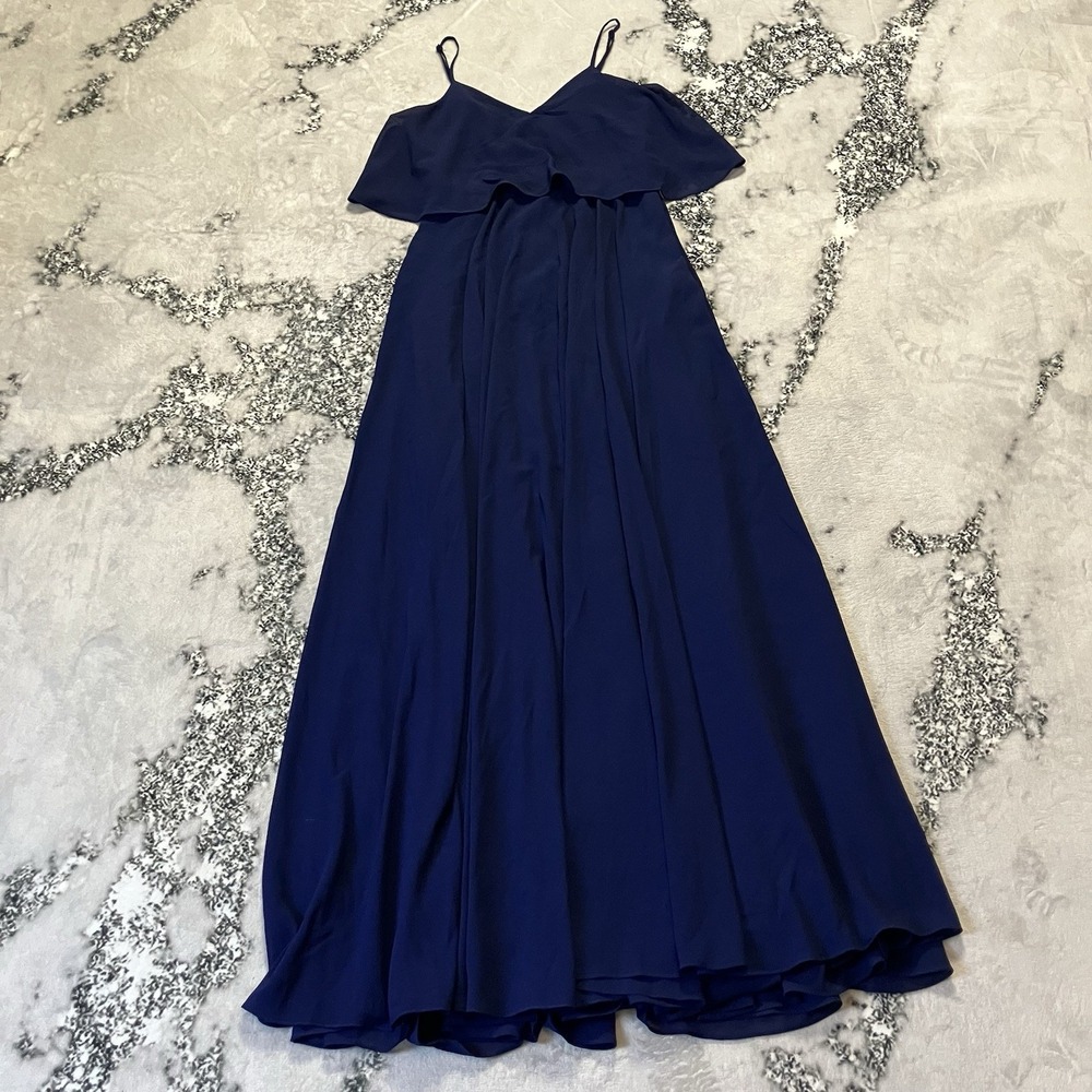 Lulus Dress Womens Size Small‎ Blue V Neck Bridesmaid Maxi Evening